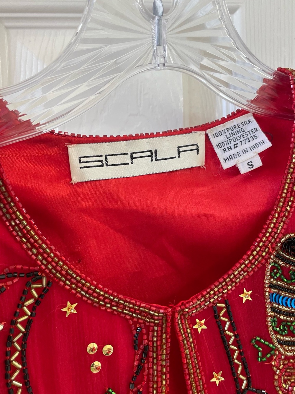 Vintage Scala 100% Silk Beaded Sequin Christmas Holiday Evening Jacket Size S - Picture 4 of 17